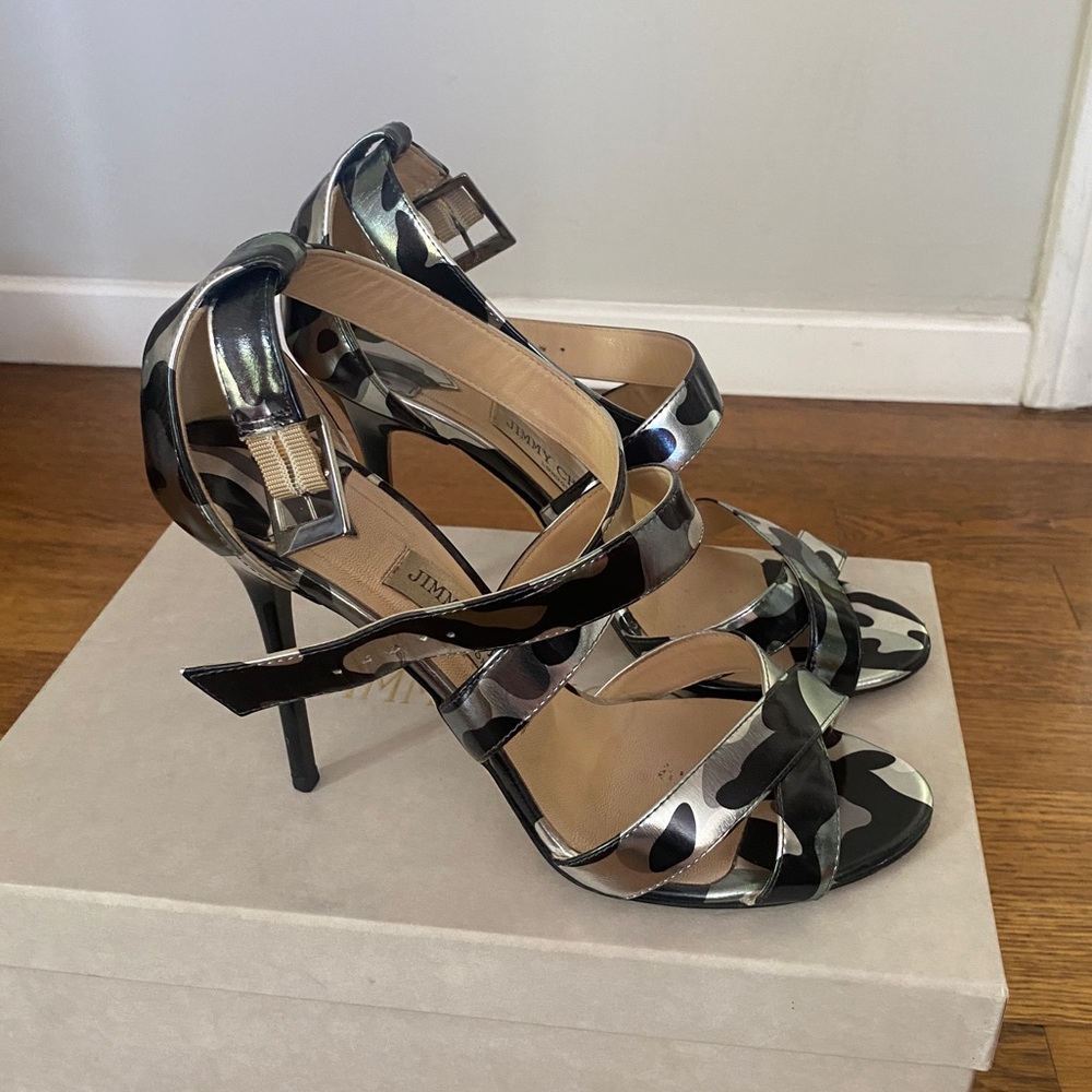 Jimmy Choo Lottie 39/size 9 CIP STEEL MIX (Black and Silver Camo) - Picture 3 of 7